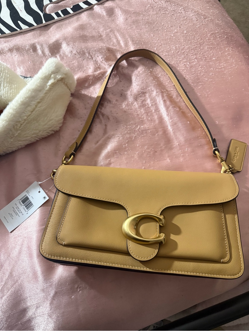 Tabby 26, Coach Leather Shoulder Bag in The Color Biscuit with Gold 'C' Hardware
